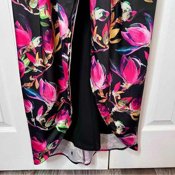 Delfi Collective Lindsay Colorful Floral Gown Dress Medium Keyhole Tie Front - Picture 10 of 15